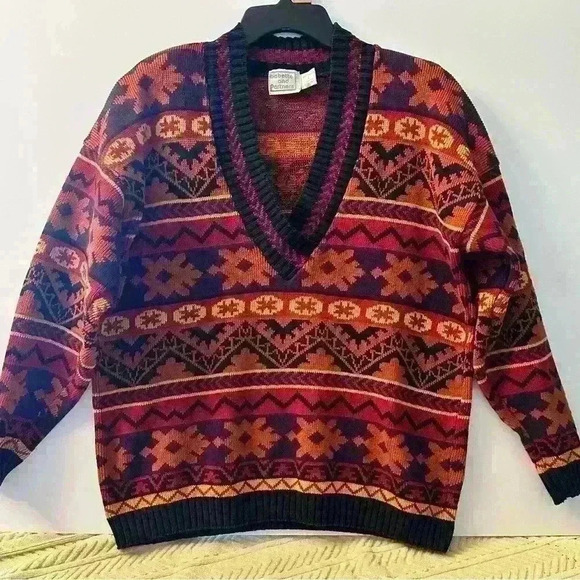 Vintage Babette and Partners Aztec Pattern V neck Women’s Sweater. Size Large - Picture 1 of 12